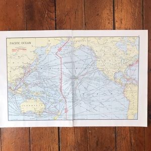 Vintage Map Int’l Date Line/North Pole, Europe and Africa